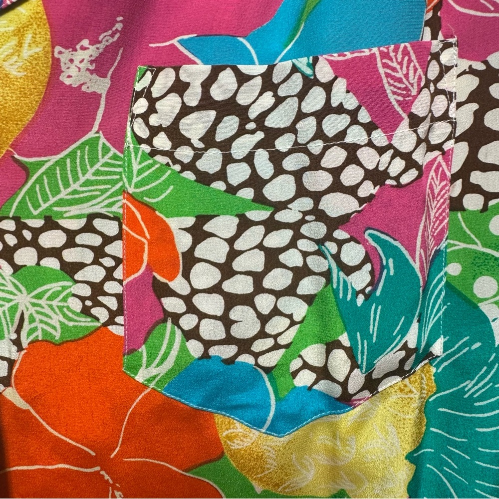 NWOT Vintage Potomac Collection Silk Tropical Print Short Sleeve Button-Up Shirt